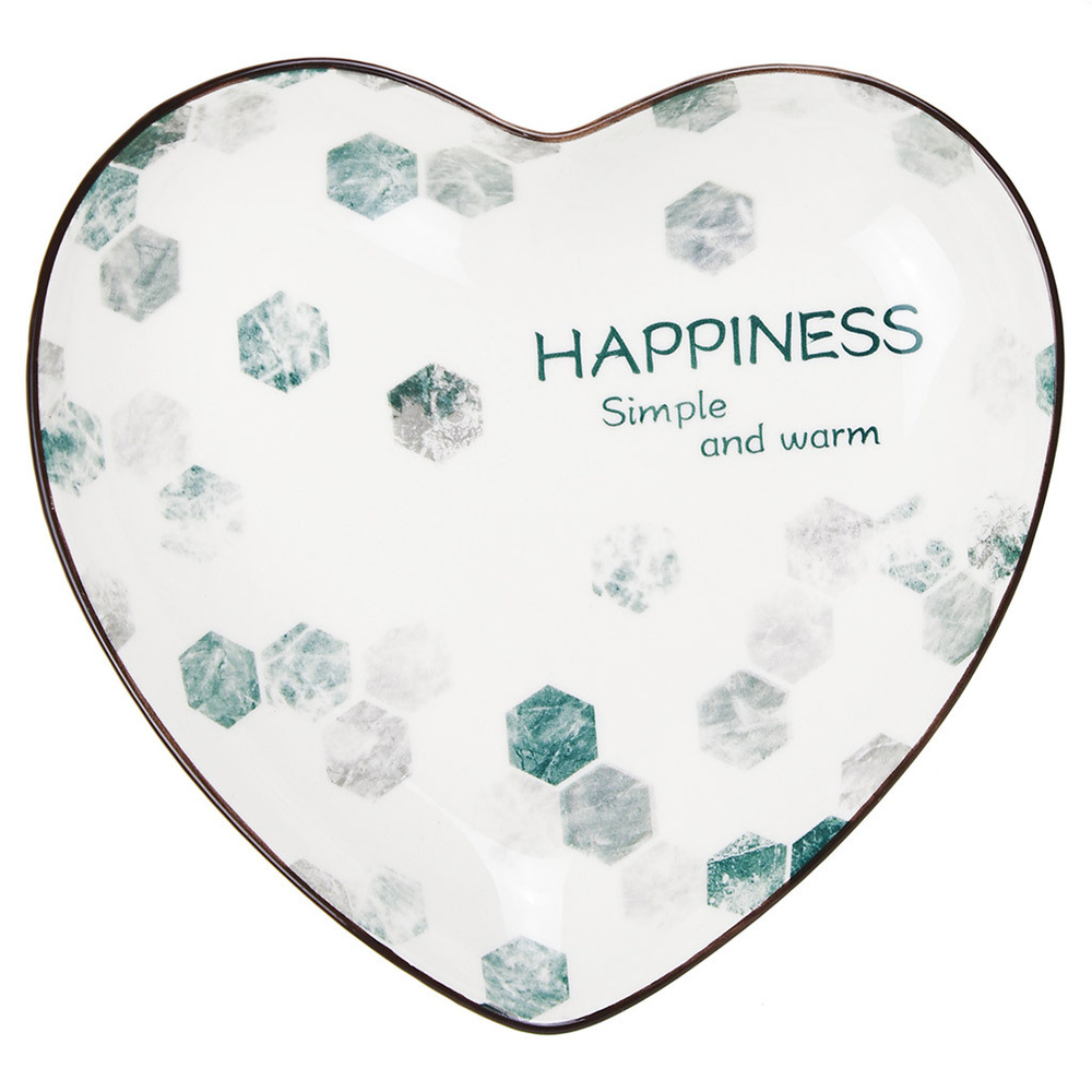 Блюдо фарфоровое "Счастье" 213х204х36мм, форма "сердце" с деколью, отводка  #1