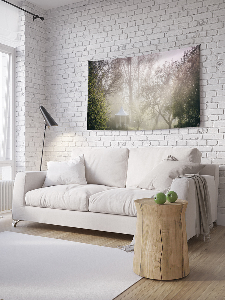 Горизонтальное фотопанно на стену JoyArty "Туманная поляна", из ткани, 100х150 см  #1