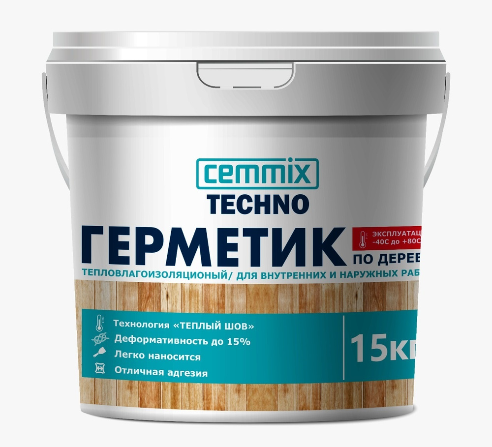 Герметик акриловый Cemmix для дерева Теплый шов Медовый, 15 кг  #1