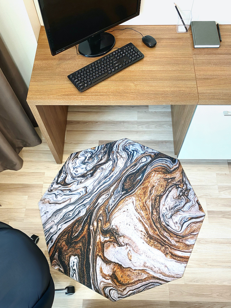 Коврик напольный под компьютерное кресло Spectrum art - Marble / Дизайнерский коврик под домашний декор #1
