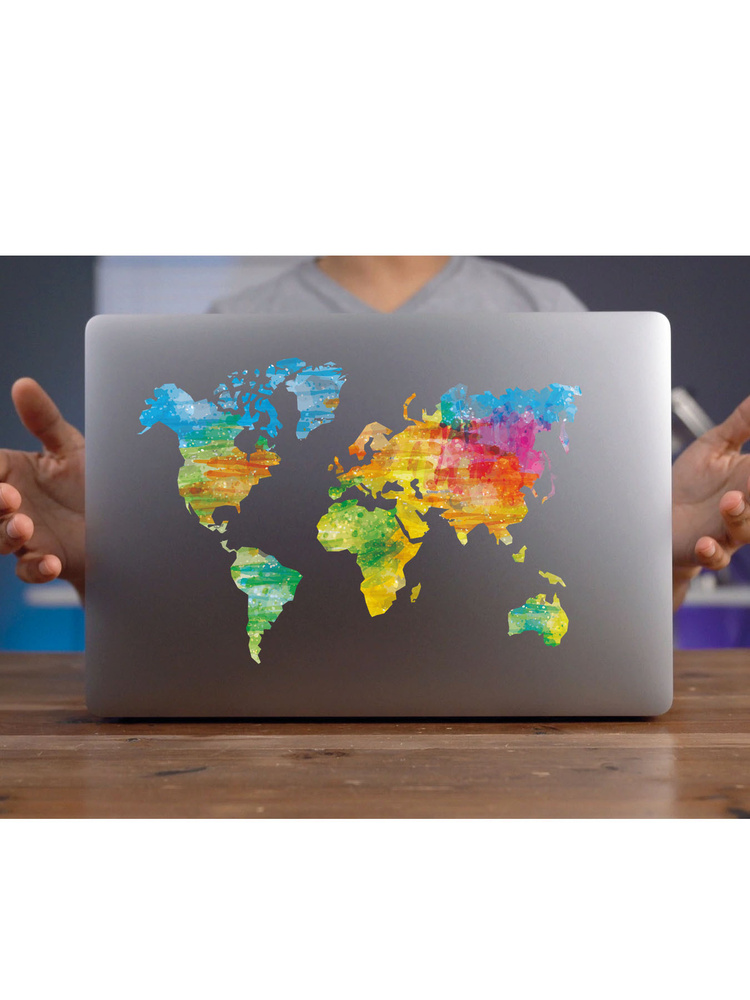 Виниловая наклейка на крышку ноутбука Карта Мира #1