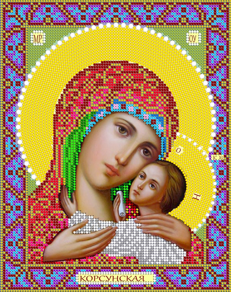 Набор для вышивания "Светлица" чешский бисер, икона Пресвятая Богородица Корсунская, 19х24 см  #1