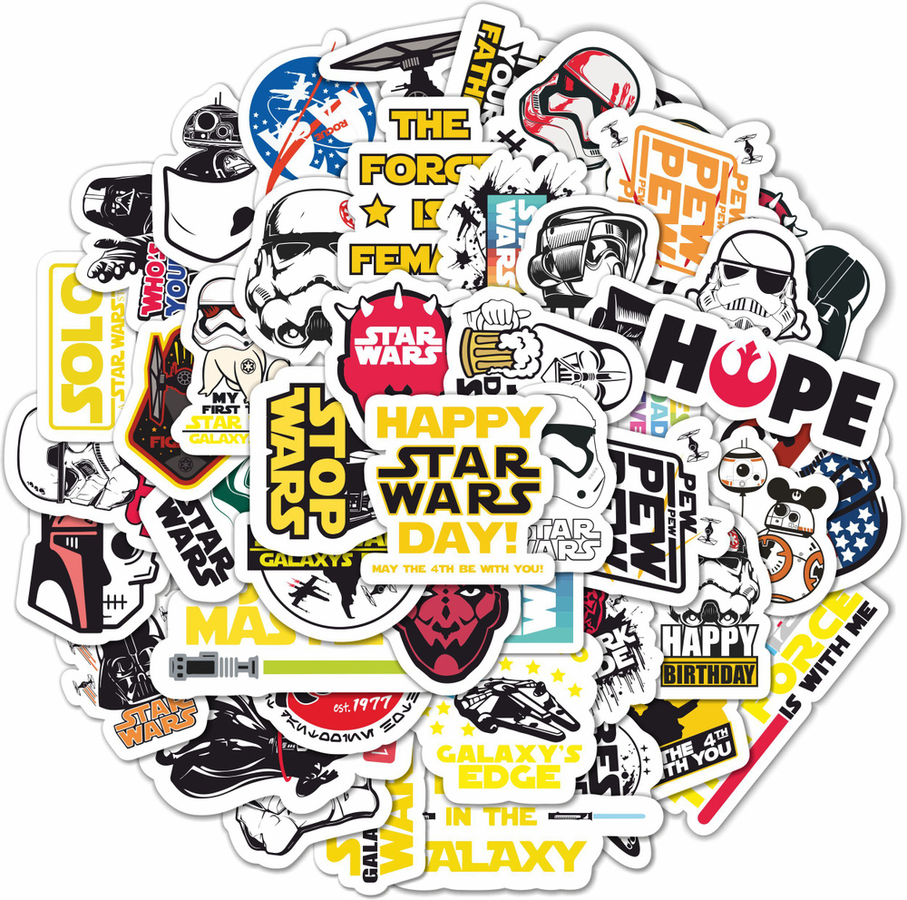 Набор наклеек "Star Wars 2". Стикеры виниловые самоклеящиеся 9 листов А6 (44 наклейки) для детей и взрослых #1