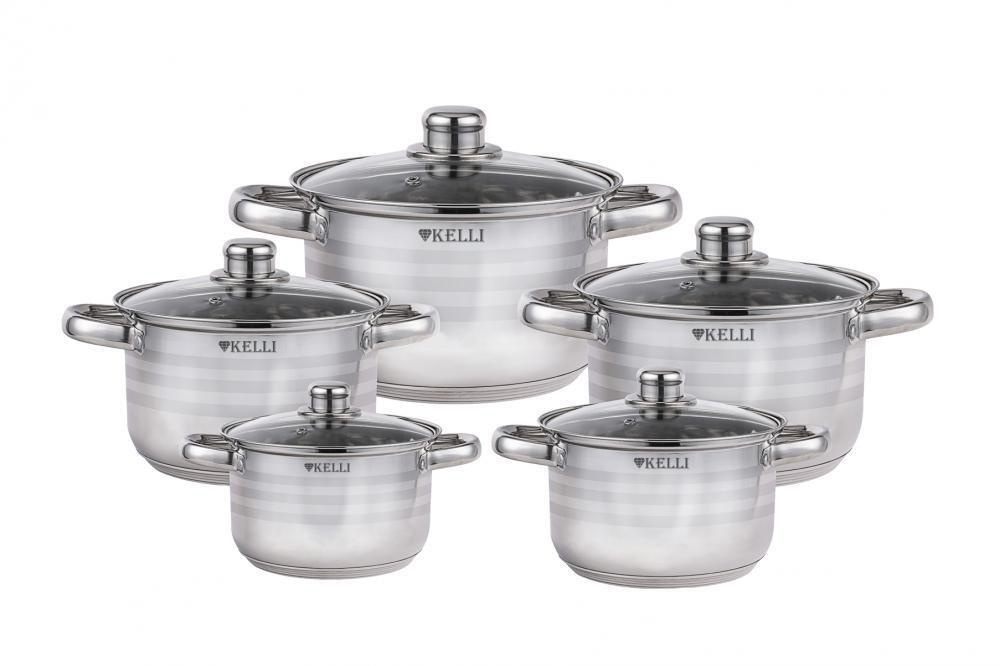 Набор посуды Kelli KL-4296 из нержавеющей стали, 10 предметов #1