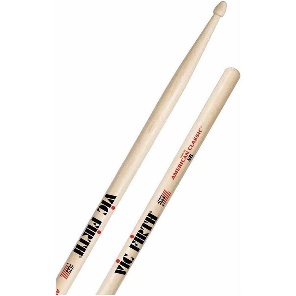 Барабанные палочки 5B VIC FIRTH 5B длина 16", диаметр 0,595", серия American Classic, деревянный наконечник #1