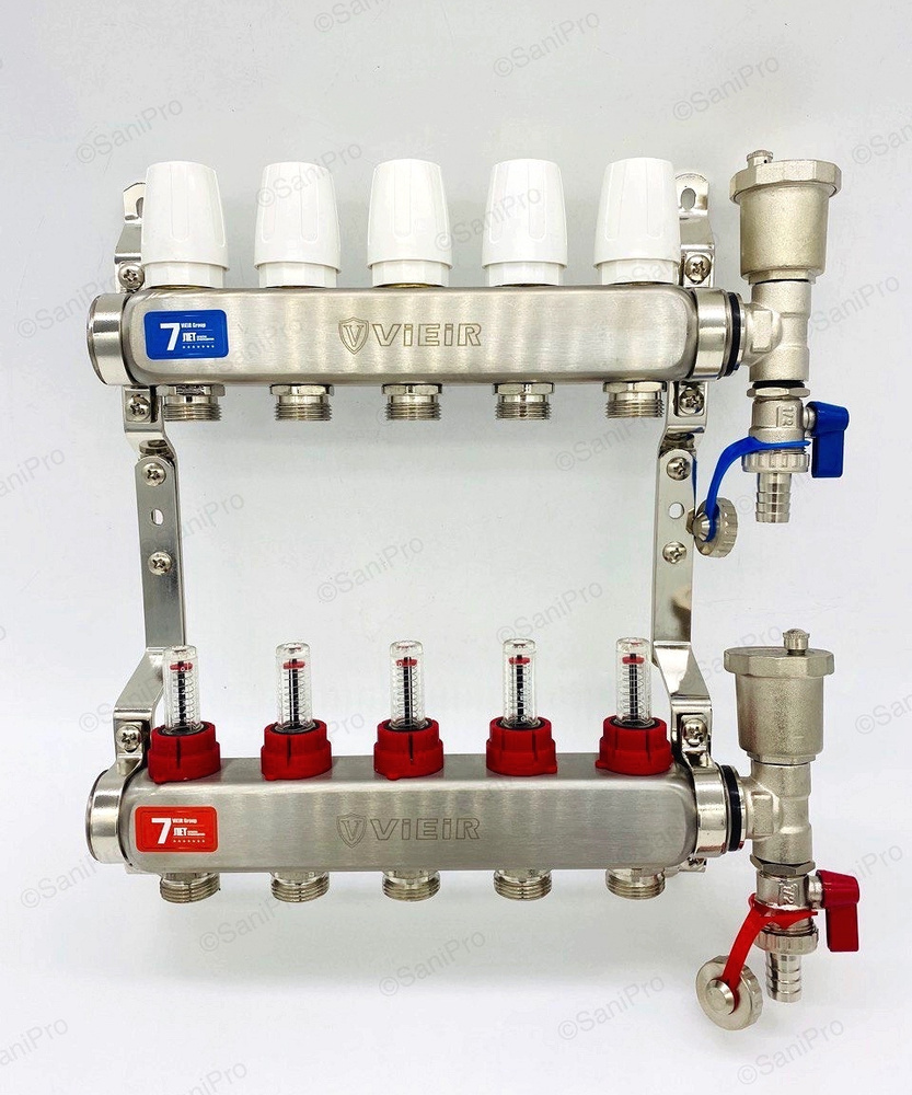 Коллекторная группа с расходомерами без кранов нерж. 5 выхода ViEiR арт. VR113-05A  #1