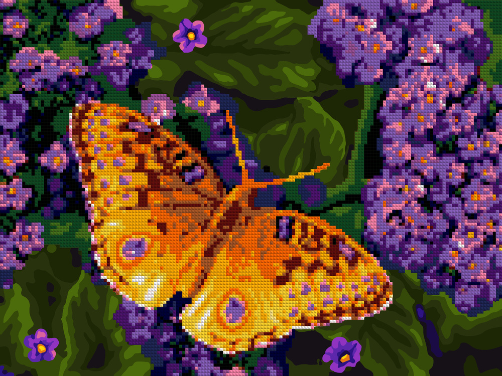 Алмазная мозаика вышивка с частичным заполнением LORI Фиолетовые цветочки, 40х30 см  #1