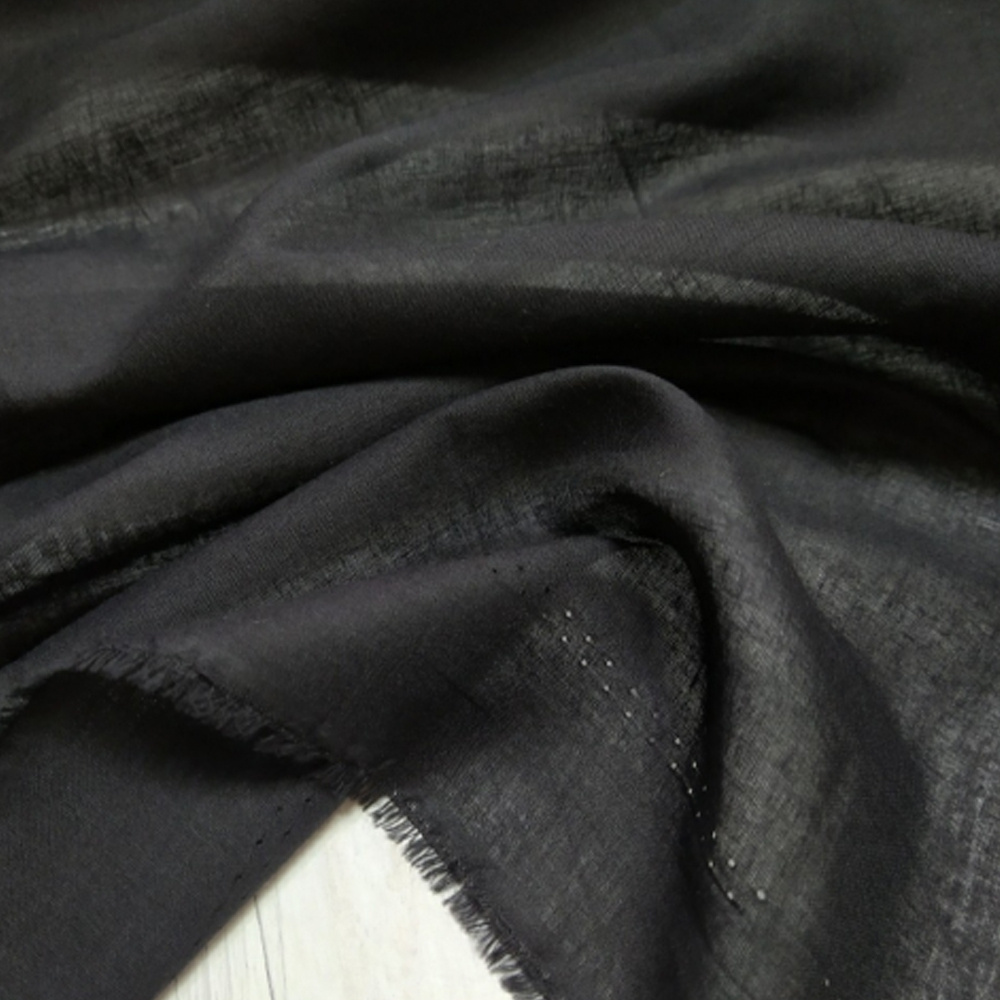 батист ткань для шитья хлопок. Цвет черный, полупрозрачная из натуральных волокон. Ширина 145 см длина #1