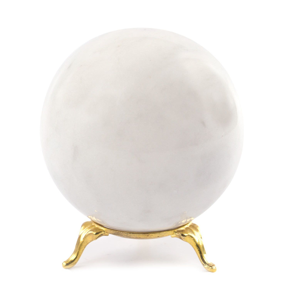 Шар 8 см белый мрамор / шар декоративный / шар для медитаций / каменный шарик / сувенир из камня  #1