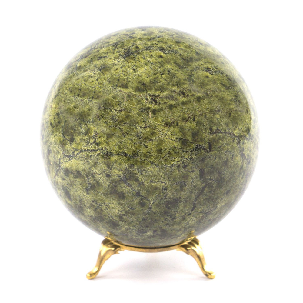 Шар 10,5 см камень змеевик светло-зеленый / шар декоративный / шар для медитаций / каменный шарик / сувенир #1