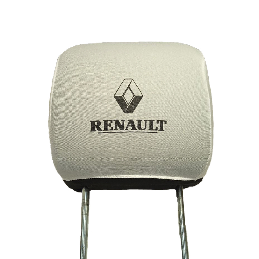 Чехлы на подголовник с логотипом Renault / Рено (2 шт.) , белые  #1
