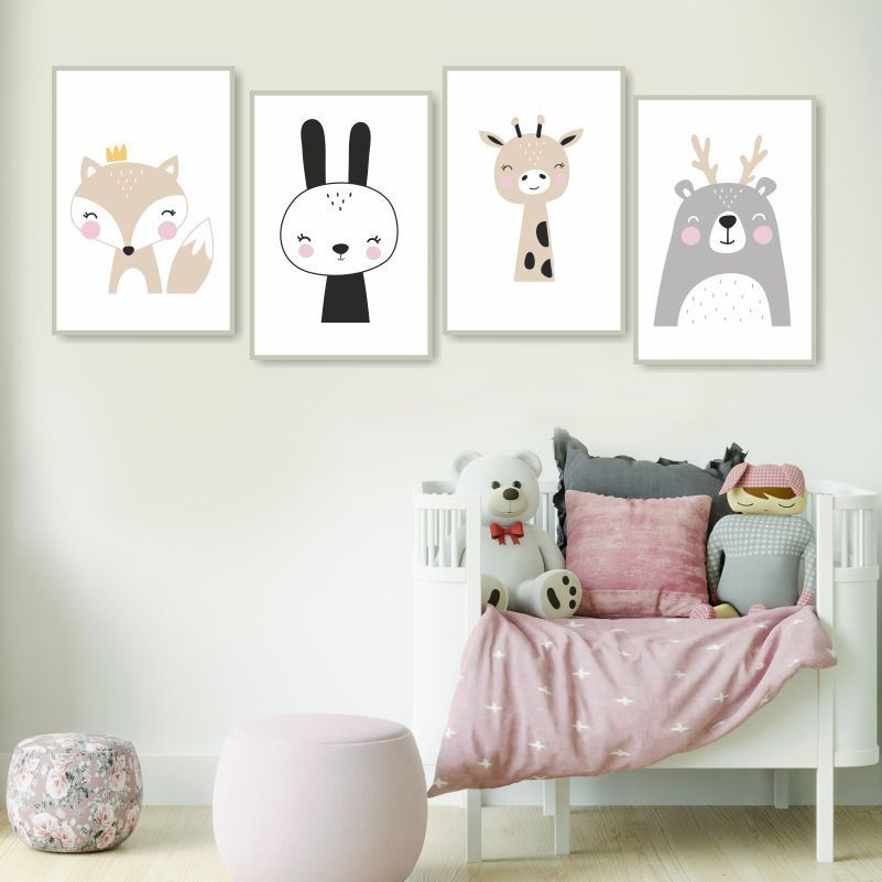 Набор постеров для интерьера "Животные" 40 х 50 см. Плакат / картина на стену для кухни / дома / спальни #1