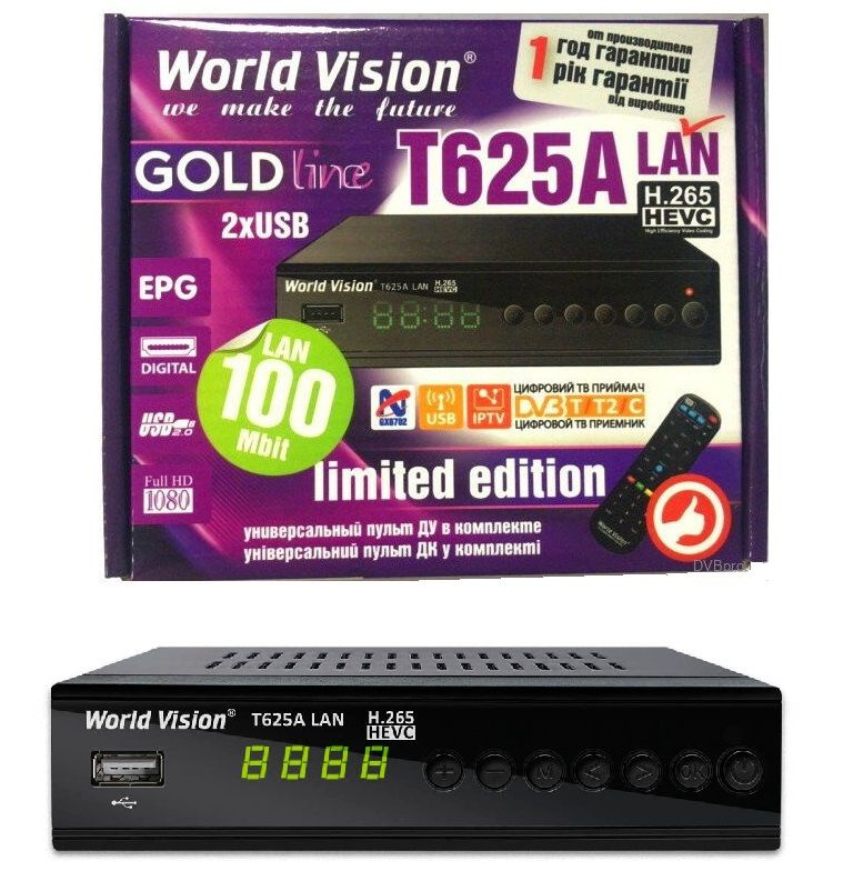 Эфирный приемник World Vision T625A LAN, ТВ тюнер, цифровая приставка DVB-T2 на 20 каналов, телеприставка #1