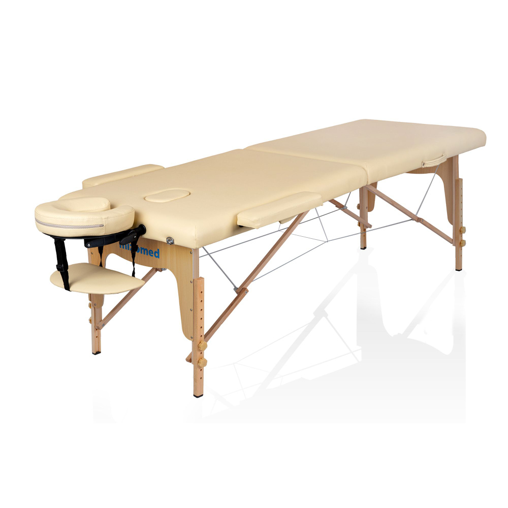 Массажный стол MIZOMED Standart, бежевая кушетка с вырезом для лица с регулировкой высоты для салона/косметологический #1