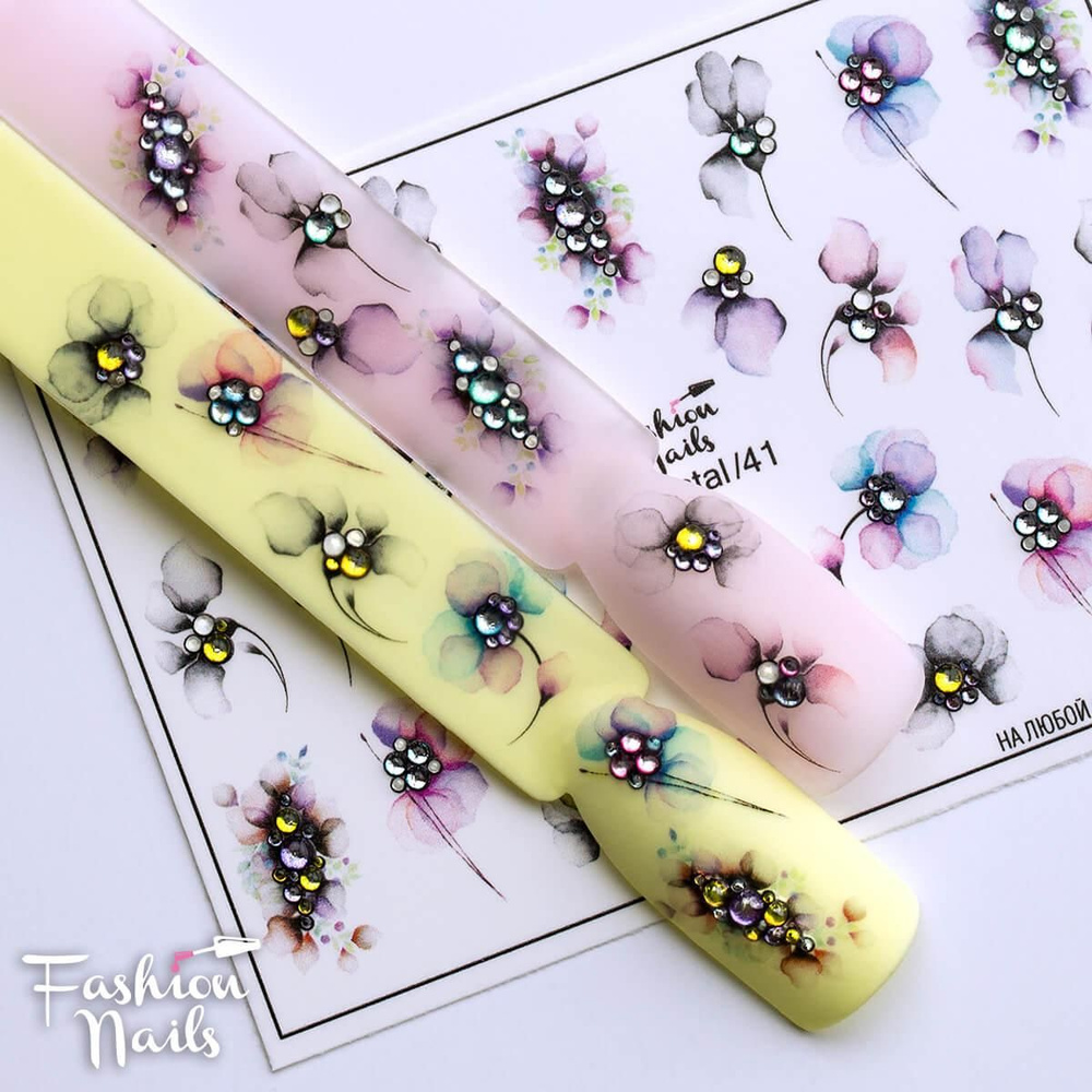 Fashion Nails Слайдер (водные наклейки) для дизайна ногтей 3D Crystal №041  #1