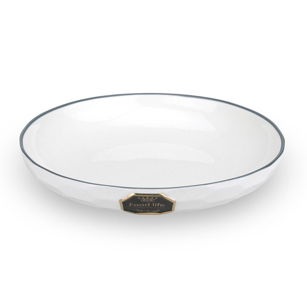 Набор тарелок "Фуд лайф" из 2 шт. Тарелка глубокая суповая, 187мм h37мм, 500мл, цвет белый с отводкой/серый, #1
