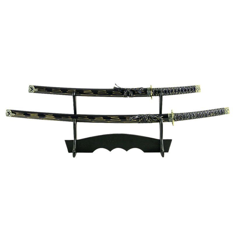 Набор самурайских мечей, 2 шт. Ножны синие с желтым #1