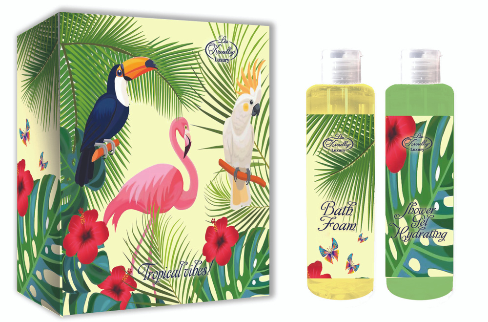 Liss Kroully Подарочный набор (Пена для ванн восстанавливающая 260 мл + Гель для душа Тропическое настроение #1