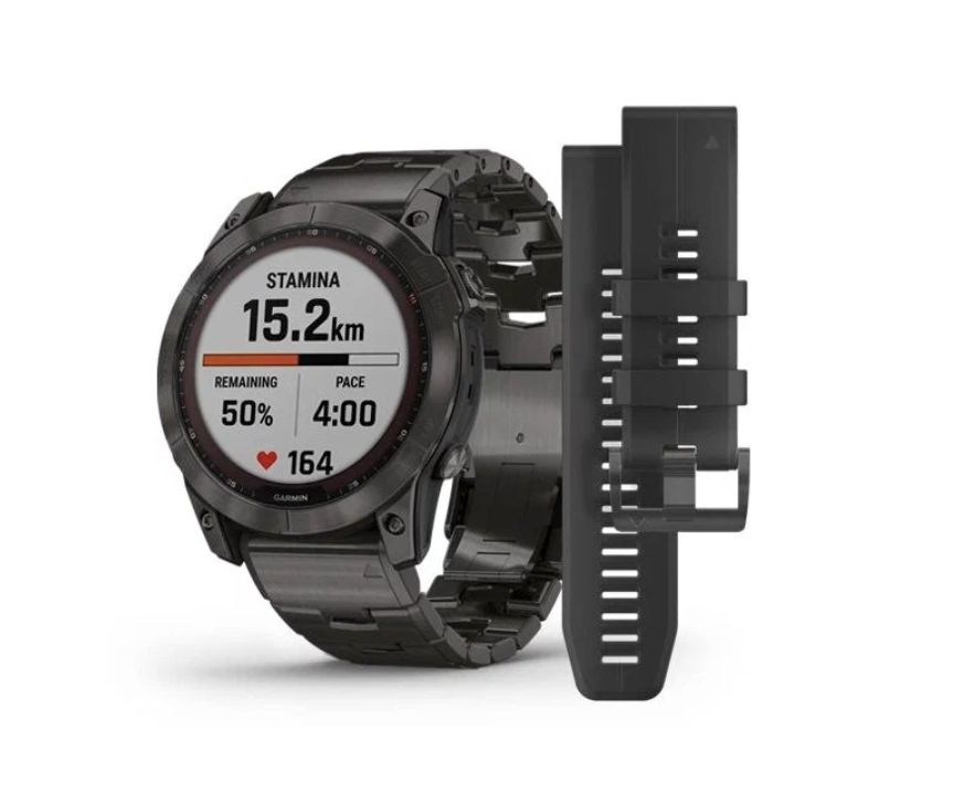 Часы Garmin Fenix 7X Sapphire Solar титановый угольно-серый DLC с угольно-серым титановым DLC браслетом #1