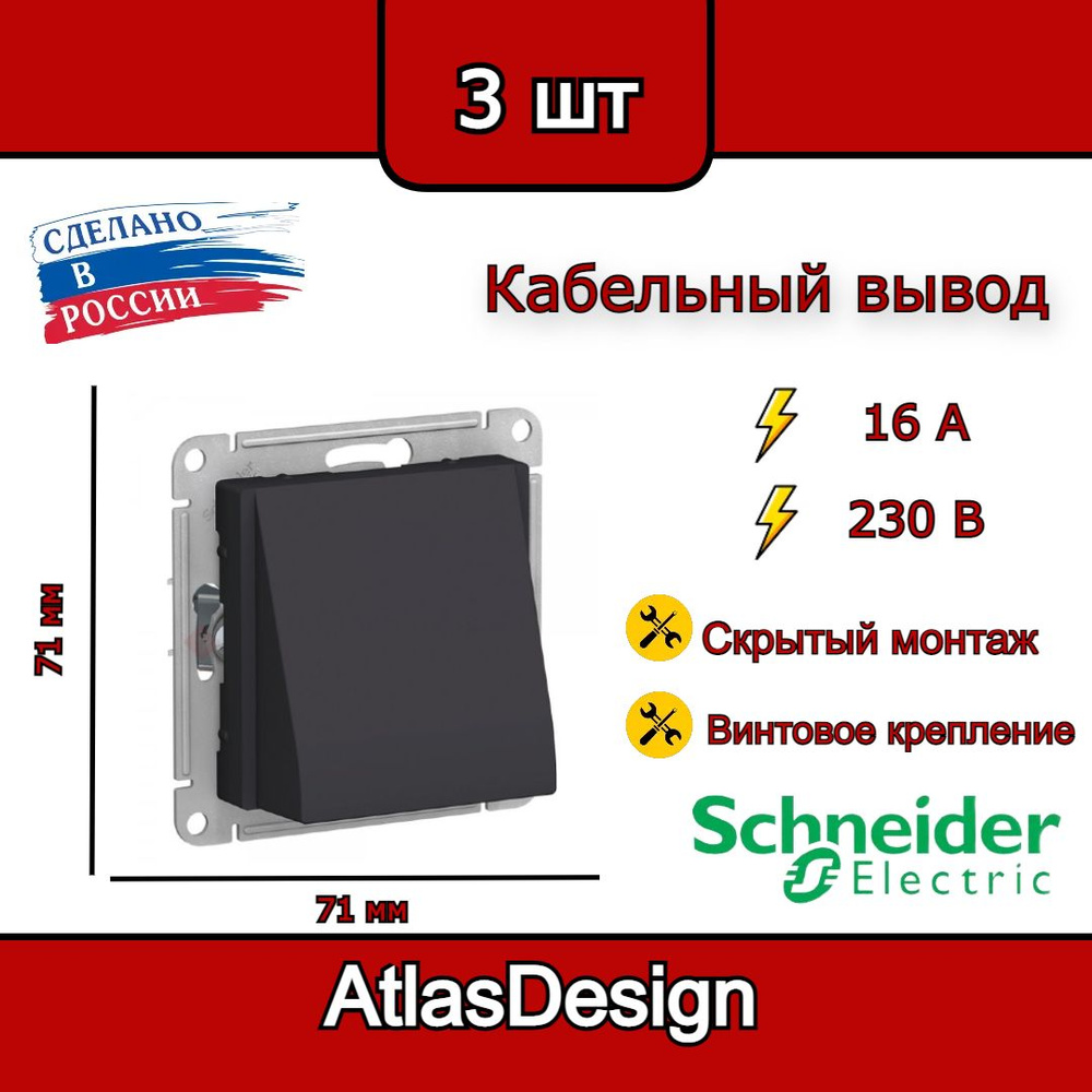 Вывод кабеля, карбон, Schneider Electric AtlasDesign (комплект 3шт) #1