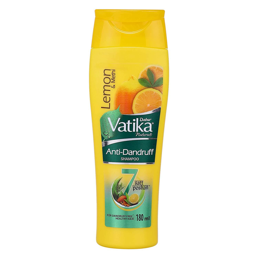 Шампунь Dabur Vatika от перхоти, лимон и метхи, Lemon & Methi Dandruff Guard, 180 мл  #1