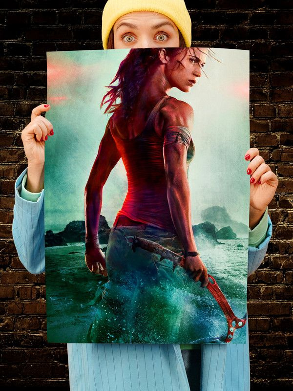 Постер интерьерный Лара Крофт 2, 70х46 см. Матовый яркий. Алисия Викандер  #1