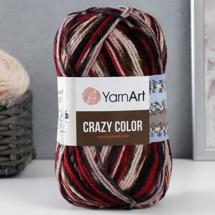 Пряжа для вязания YarnArt "Crazy color" 25% шерсть, 75% акрил 260м/100гр, 156 принт  #1