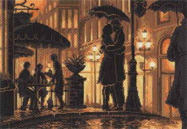 Канва с нанесенным рисунком Матренин Посад "Ночное кафе", для вышивания крестом, 27х39 см  #1