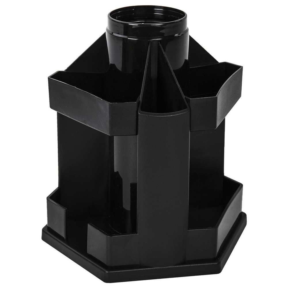 Подставка-органайзер Brauberg Maxi DESK, 10 отделений, вращающаяся, 157х140х175 мм, черная (ОР200)  #1