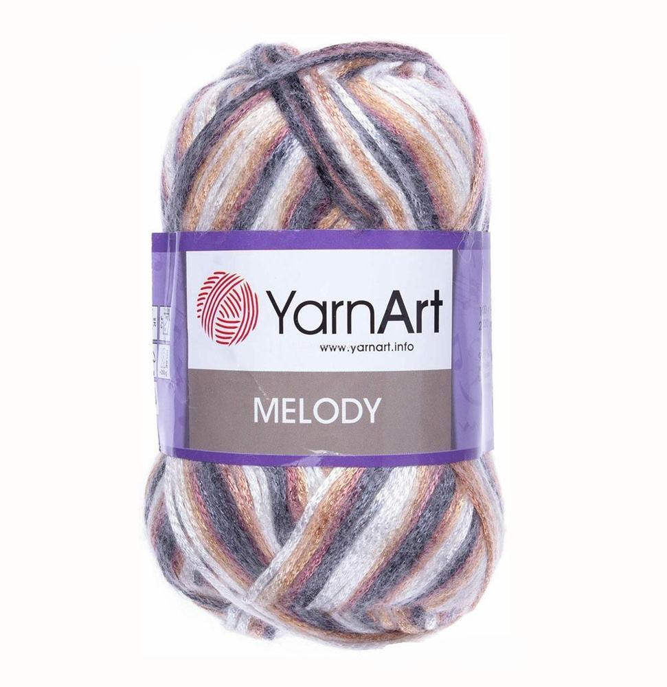 Пряжа для вязания YarnArt Melody 902 белый джинсовый оранжевый 100 гр/230 м 9% шерсть, 71% полиамид, #1