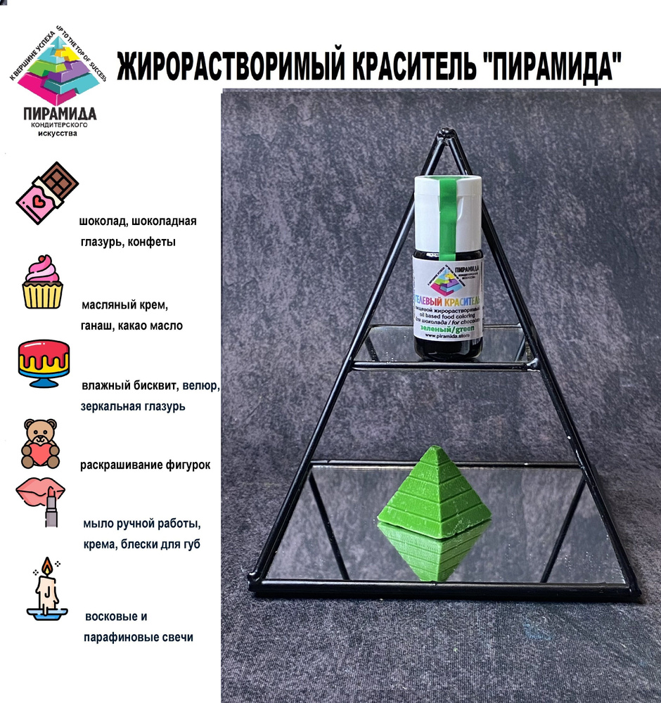 Краситель для шоколада Пирамида ЗЕЛЁНЫЙ жирорастворимый 18 мл  #1