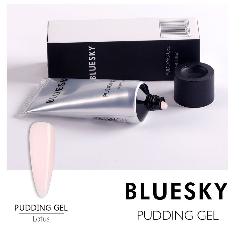 Bluesky, Pudding Gel - Полигель для наращивания ногтей, маникюра, камуфлирующий Lotus (молочно-розовый), #1