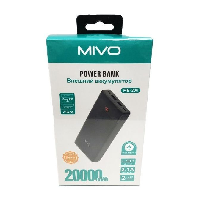 Внешний аккумулятор Mivo MB-200 20000 mAh черный #1