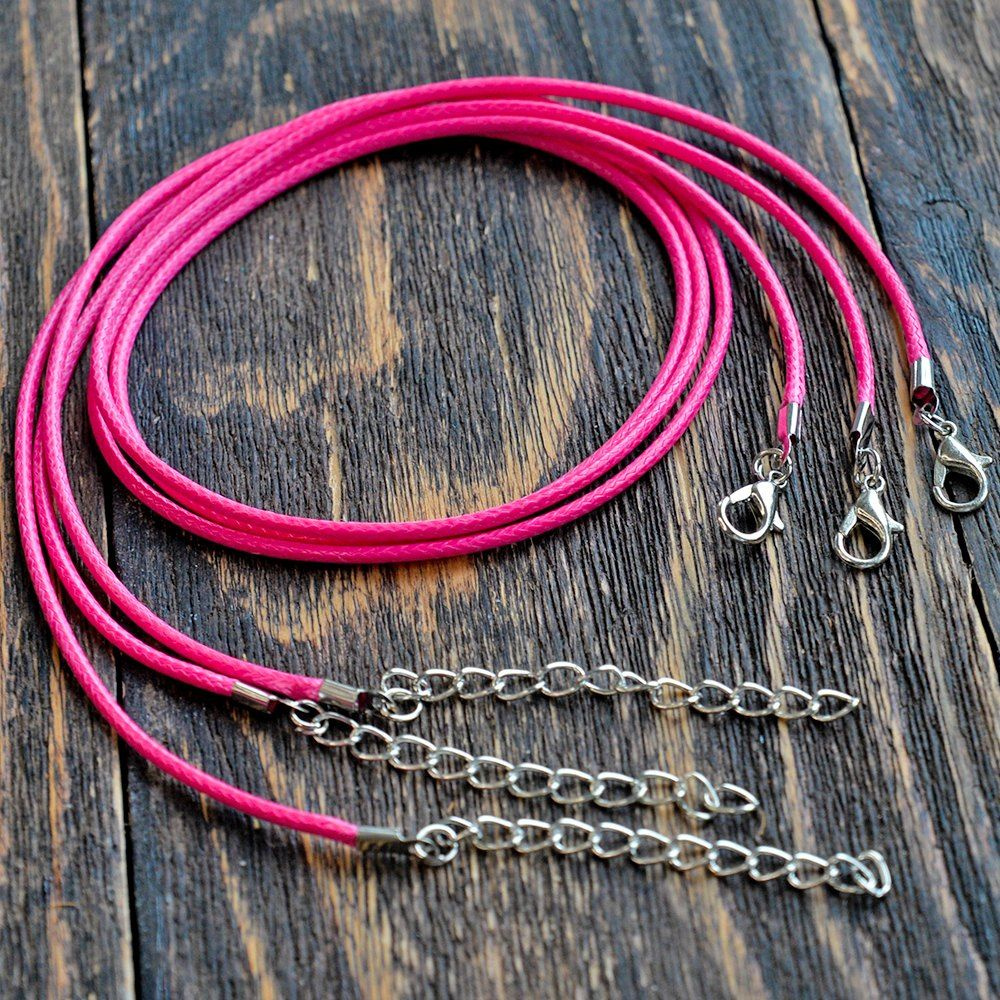Основа для ожерелья/кулона/чокера с замочком (6 шт.), вощеный шнур, размер 450х2 мм, цвет малиновый  #1