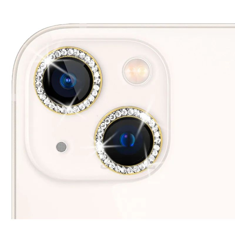 Защитное стекло на камеру iPhone 13 со стразами, золотистый  #1