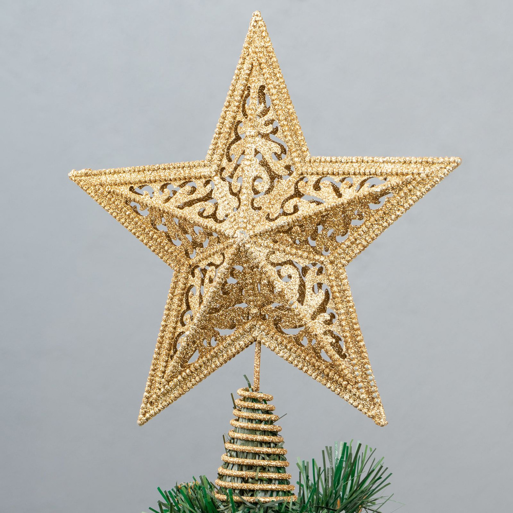 Верхушка на ёлку Glitter Filigree Star Tree Topper Gold 26,5 cm #1