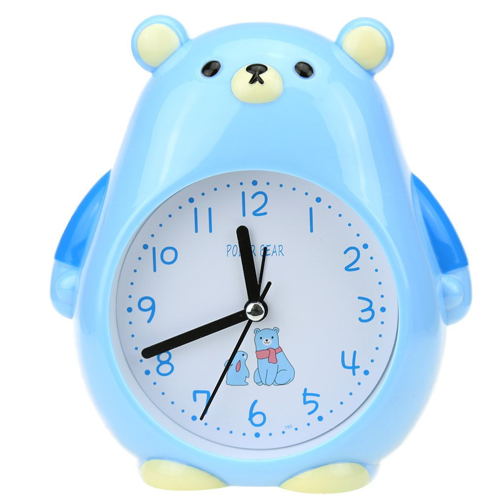 Часы-будильник Медведь 14х15х4,5см циферблат белый с деколью пластм. голубой  #1