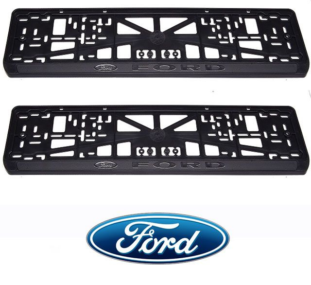 PREMIUM Рамки номерного знака Ford, пластиковые, комплект: 2 рамки, 4 хромированных самореза. Отличный #1
