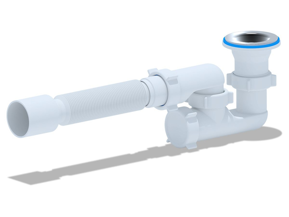 Сифон АНИ для душевого поддона регулируемый 1 1/2"40 с гибкой трубой 37540/50  #1