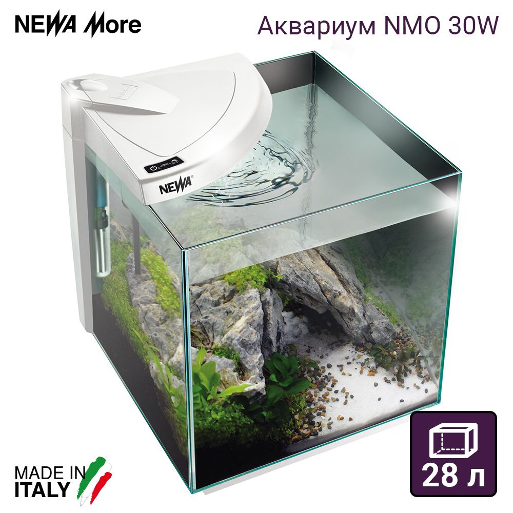 Аквариум Newa More NMO 30W 28 л с нагревателем и освещением, белый  #1