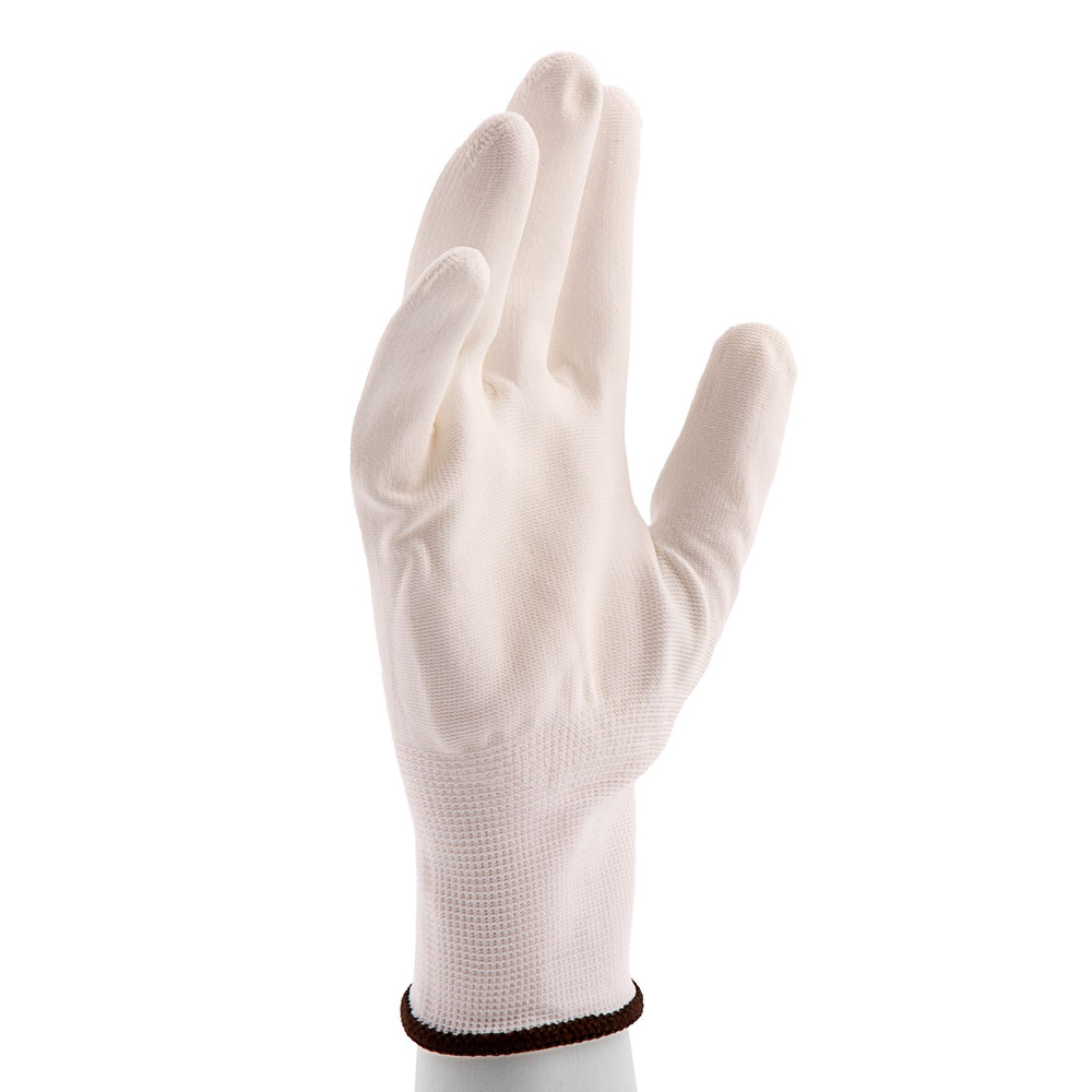 Перчатки трикотажные с белым полиуретановым покрытием, размер L, 15 класс вязки Сибртех  #1