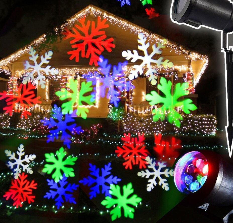 Новогодний морозостойкий проектор для дома и улицы Outdoor Waterproof LED цветные снежинки  #1