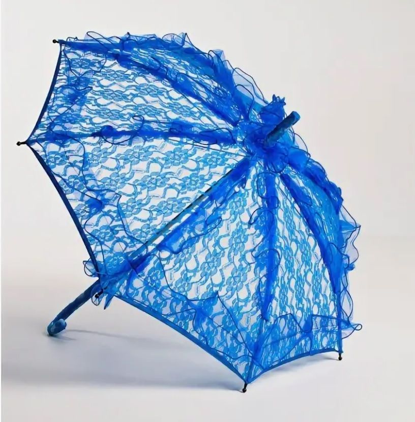 Зонт кружевной, синий, 75 см #1