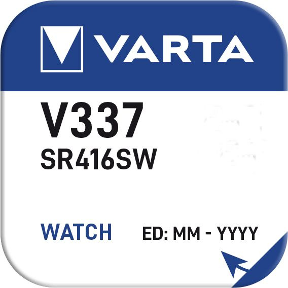 Varta Батарейка 337 (SR416), Оксид-серебряный тип, 1,55 В, 1 шт #1