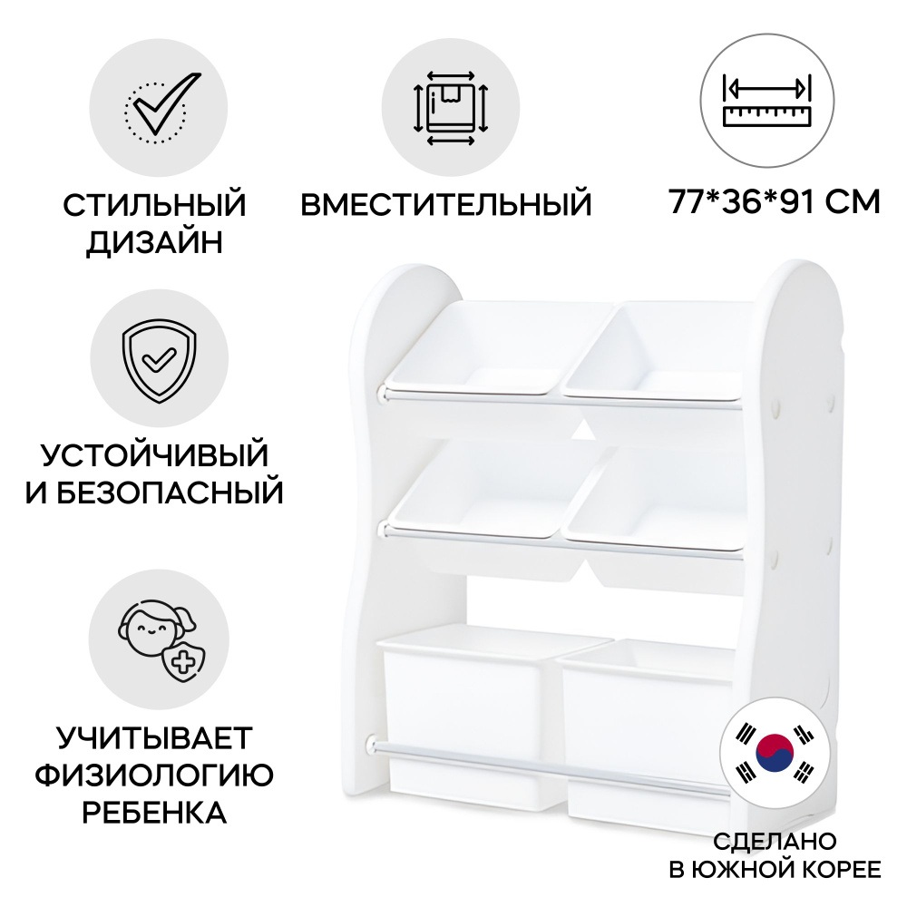 Стеллаж детский для игрушек и книг, Монтессори, IFAM New Design Organizer-1, белый  #1