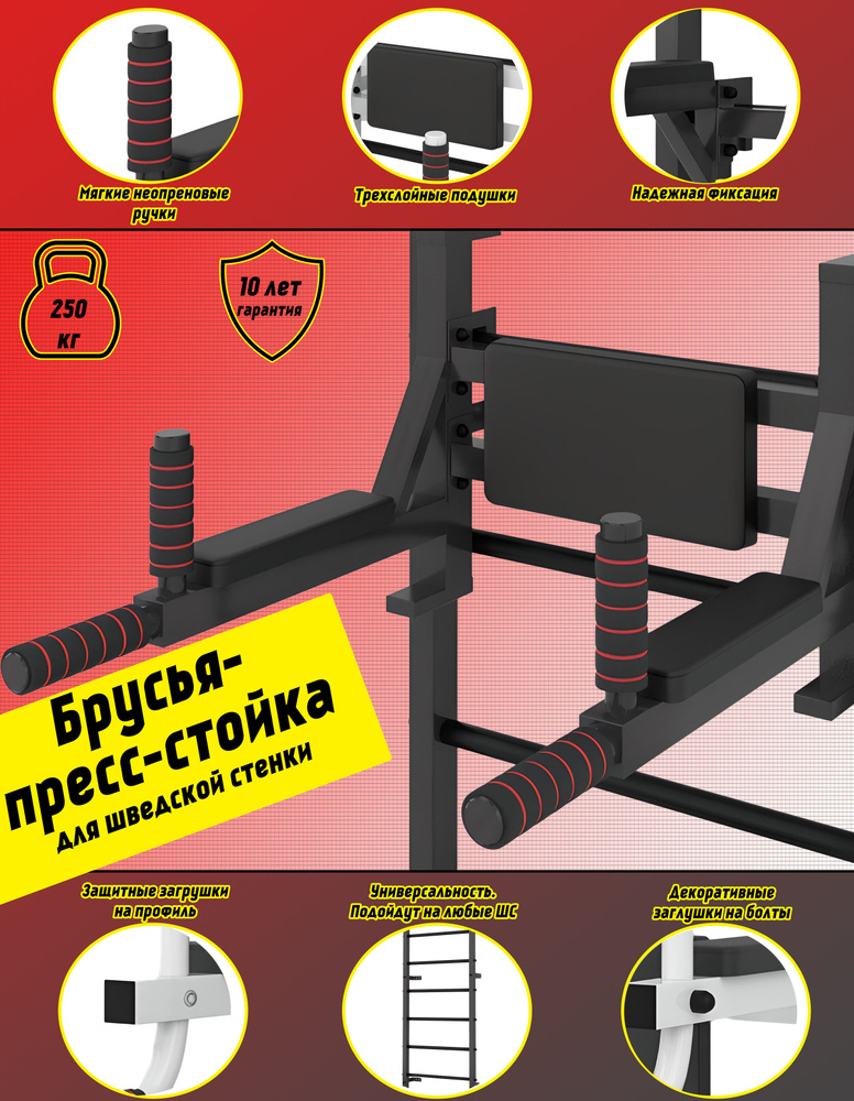 Брусья + Пресс + Стойка для штанги на шведскую стенку BARFITS (Антик-серебро)  #1