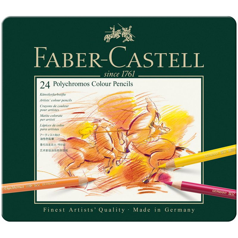 Карандаши цветные художественные FaberCastell Polychromos 24 цвета заточен. метал. коробка  #1