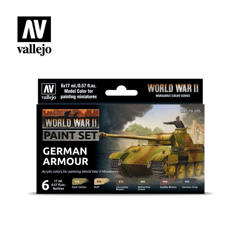 Набор красок Vallejo Model Color Set - WWII German Armour 70205 (6 красок по 17 мл)  #1