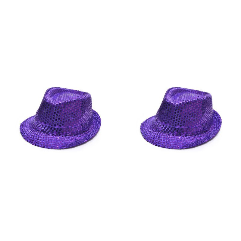Карнавальная шляпа с пайетками "Диско" блестящая, цвет фиолетовый (Набор 2 шт.)  #1
