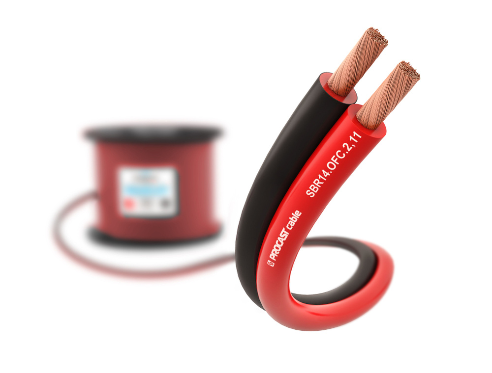 Инсталляционный красно-черный акустический кабель 2х2,11mm2 PROCAST Cable SBR 14.OFC 3м  #1